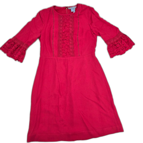 Draper James Hot Pink Flared Lace Sleeves Dress Size 4 - Picture 5 of 5